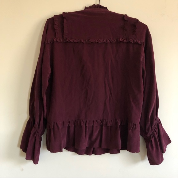 Ulla Johnson Blouse Silk Ruffle Pintuck Nadja US 2 NWT - Picture 8 of 11